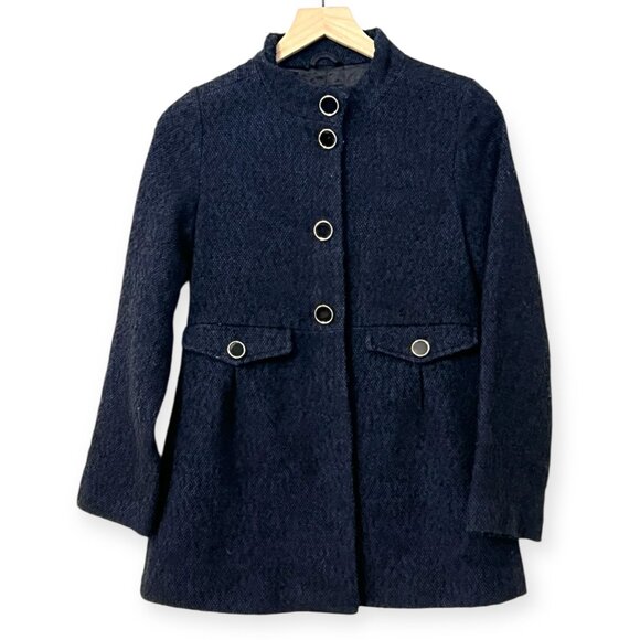 GapKids Navy Blue Tweed Wool Blend Coat XXL (14–16) Button Front Jacket Classic - Picture 1 of 12